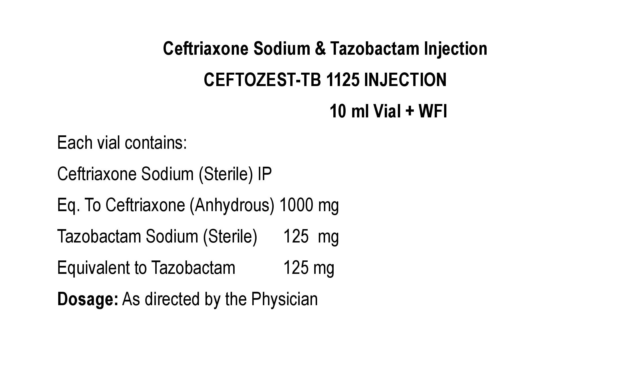 CEFTOZEST TB 1125 INJECTION